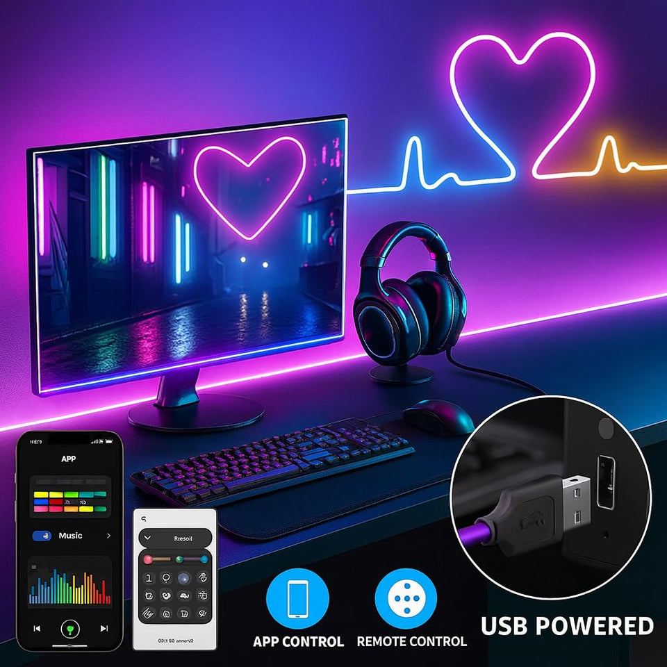 🌈✨ USB RGB Neon LED Strip Light 5m – Smart App & Remote Controlled ✨🌈
